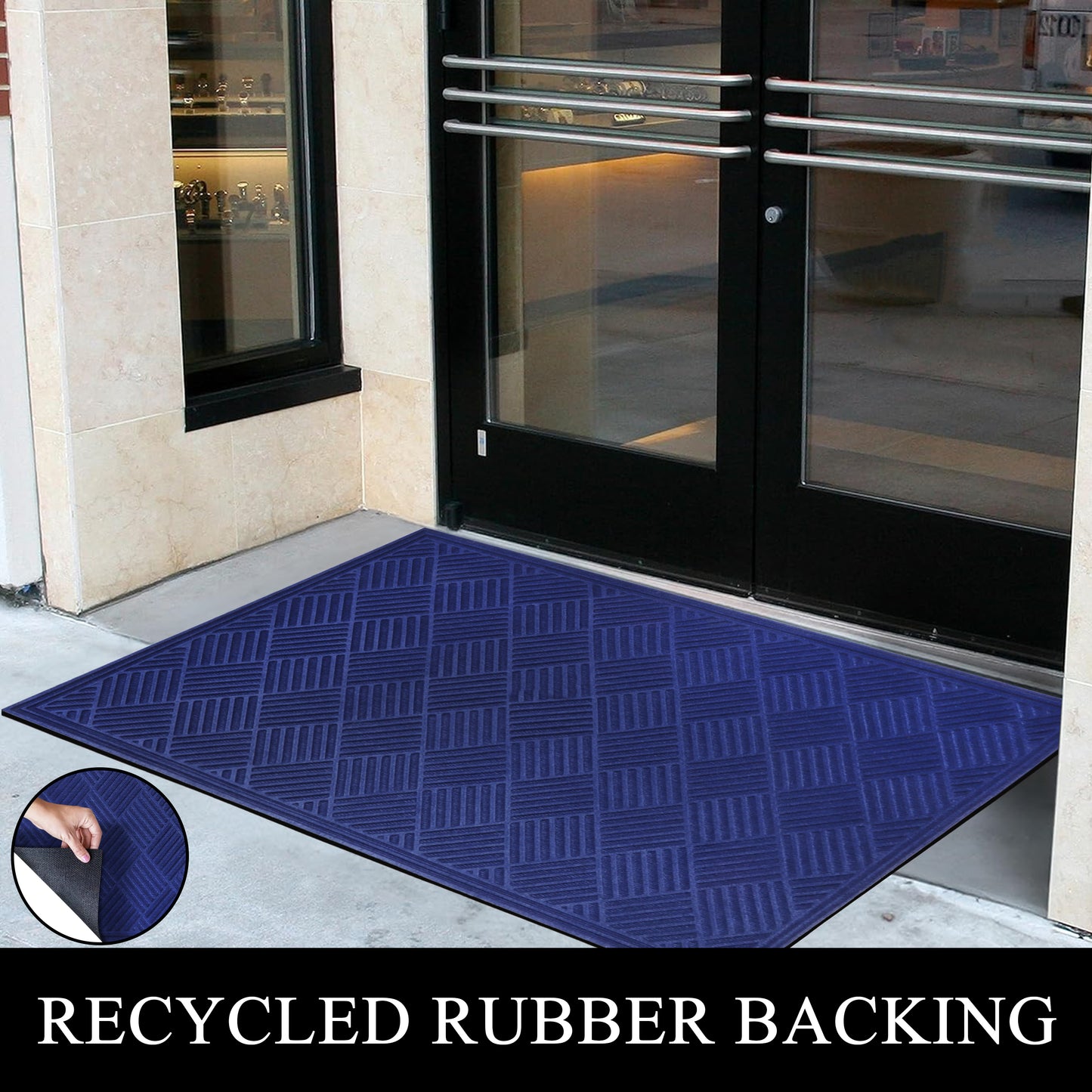 A1HC Durable Multi Purpose Polypropylene Rubber Door Mat, 36"X60" Indoor Outdoor All Weather Doormat