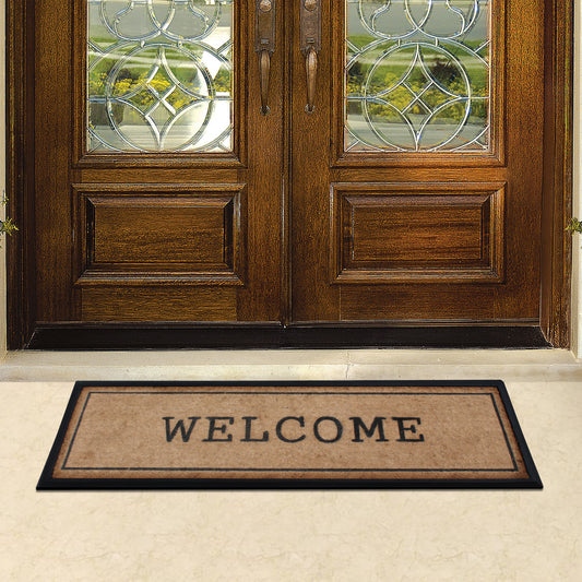 patio coir doormat welcome text entryway