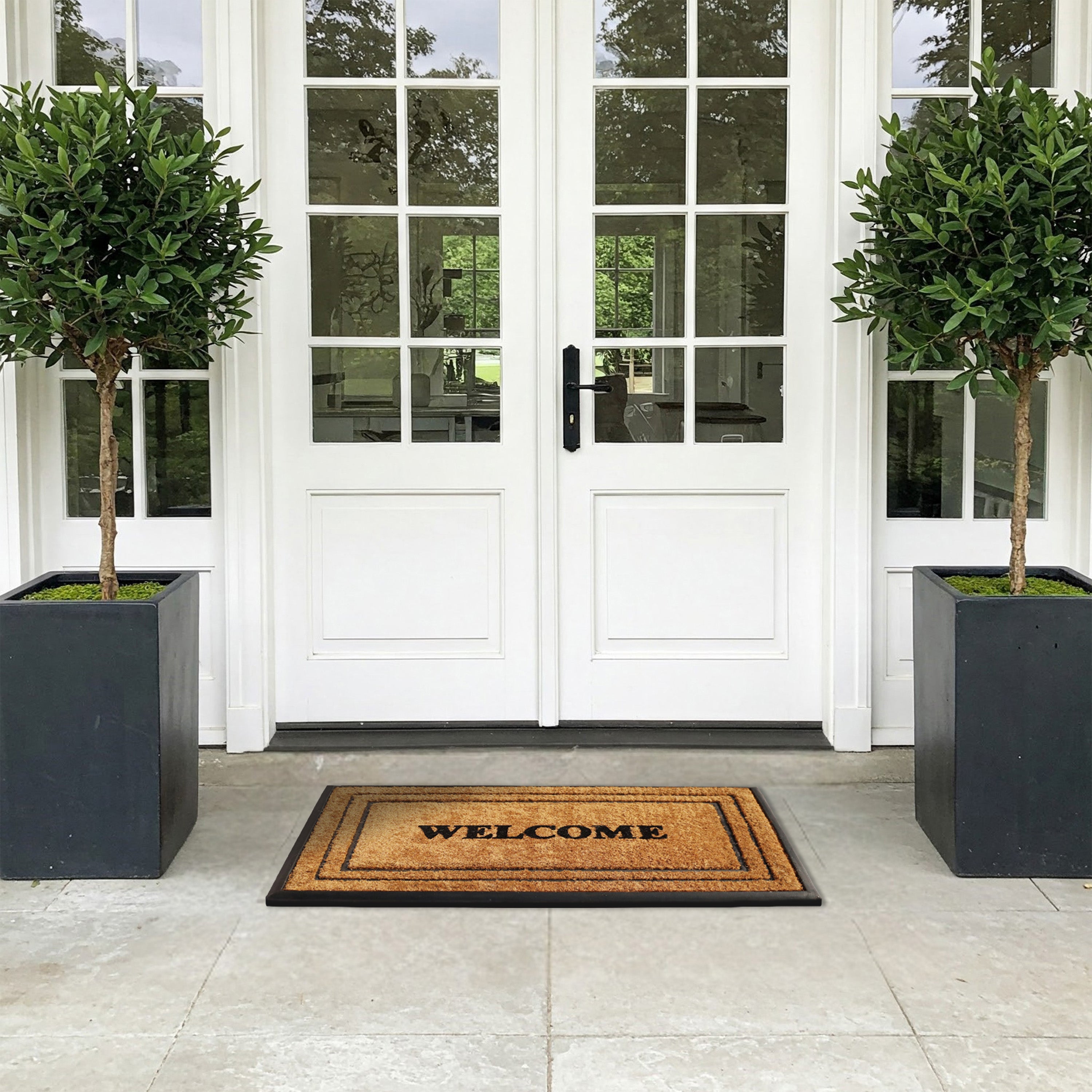 patio door mat coir double border entryway