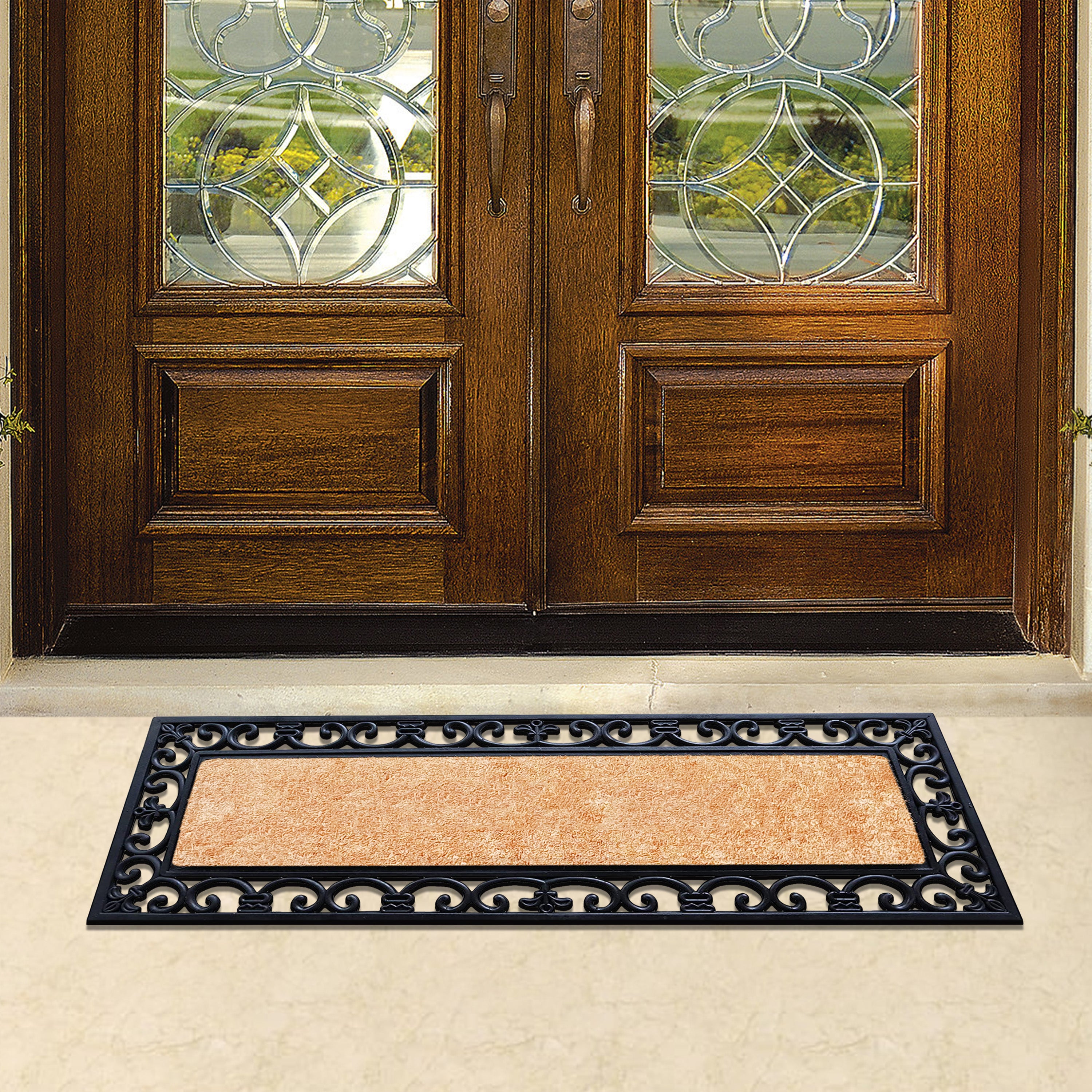 weather resistant rubber coir entryway mat