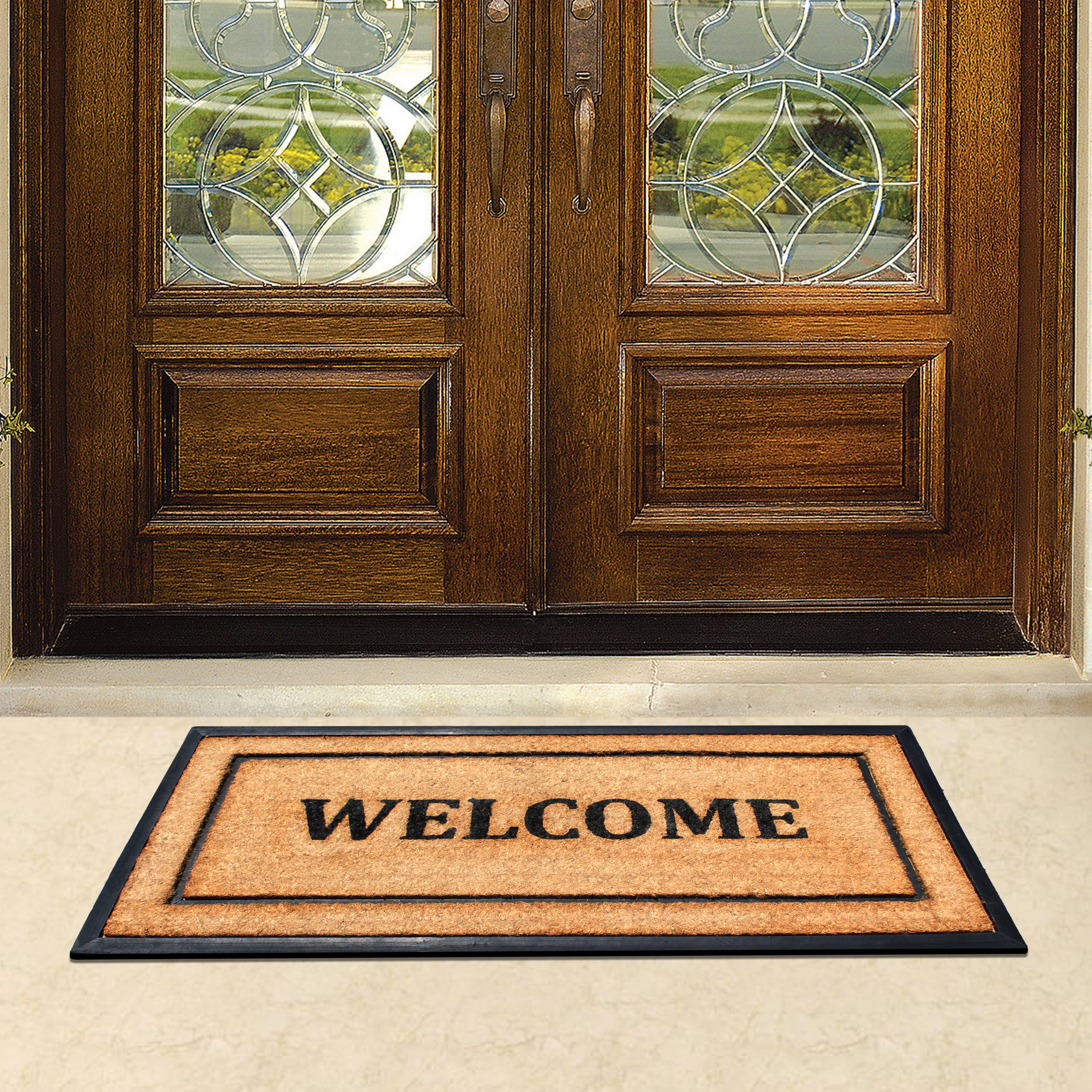 weather resistant coir door mat for porch and patio