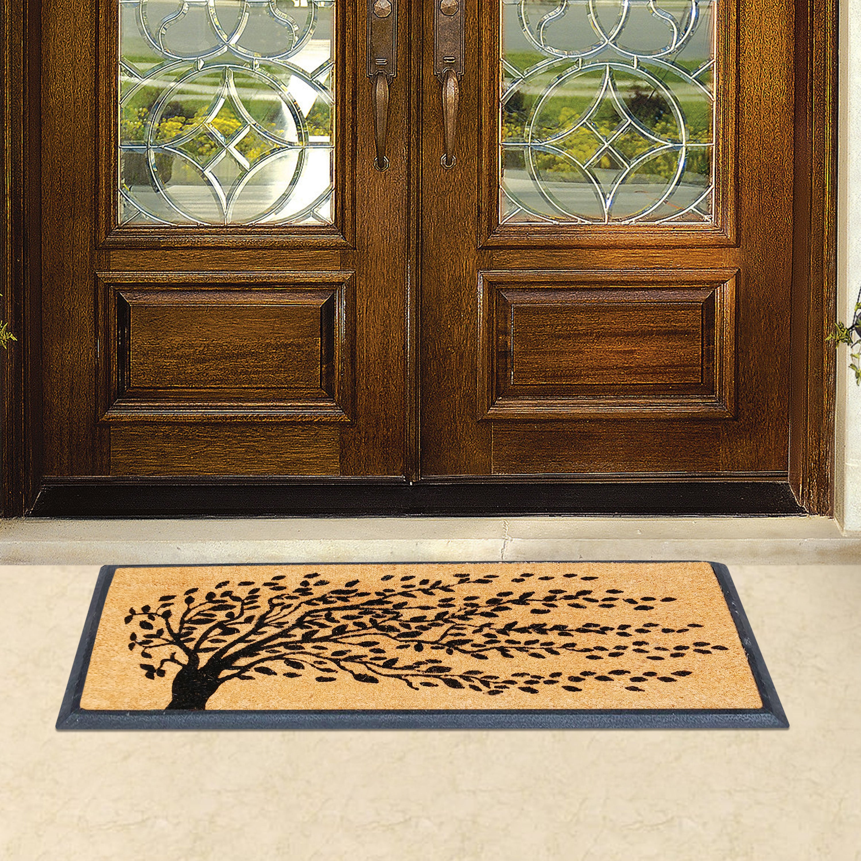 patio door mat coir tree design entryway