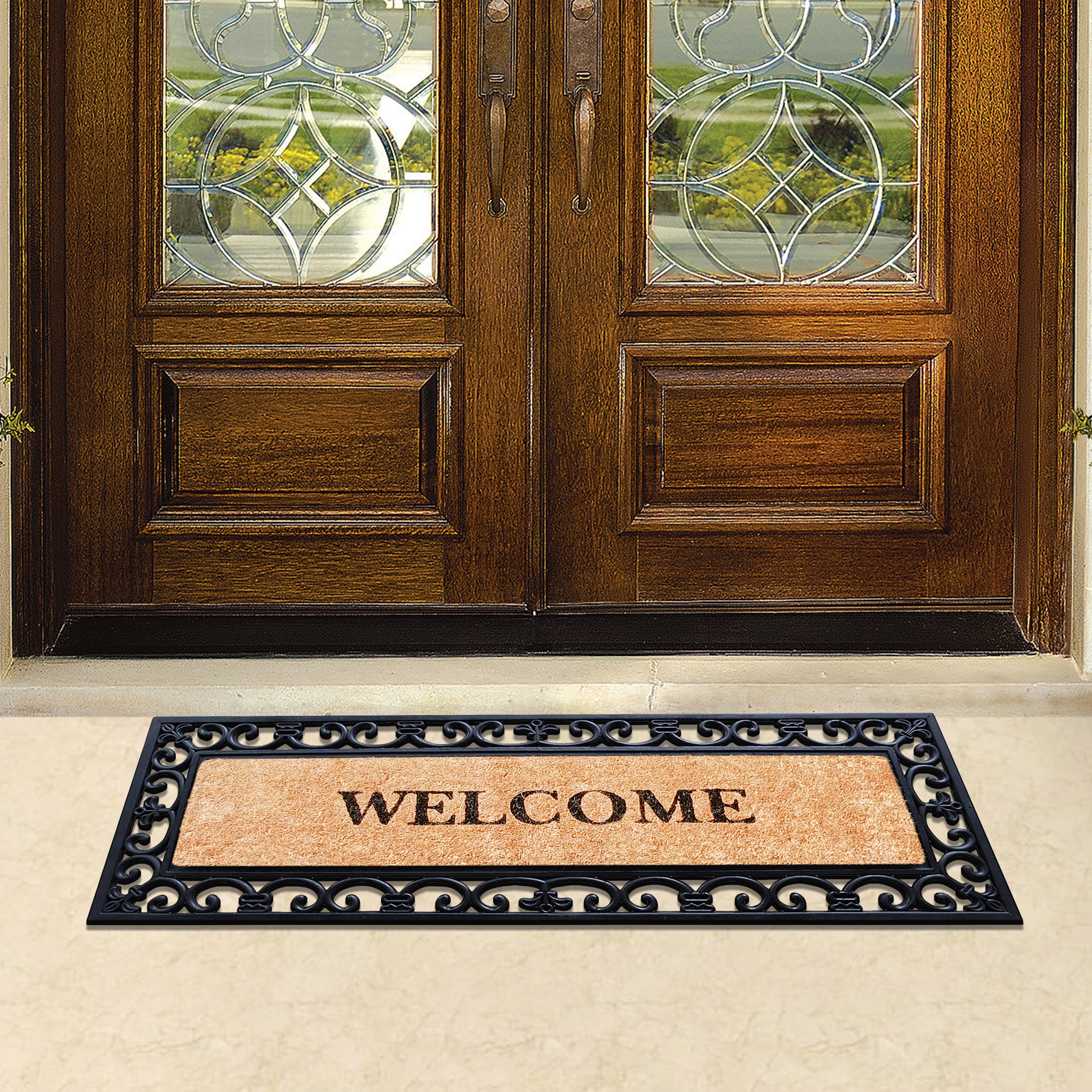 weather resistant rubber coir entryway mat