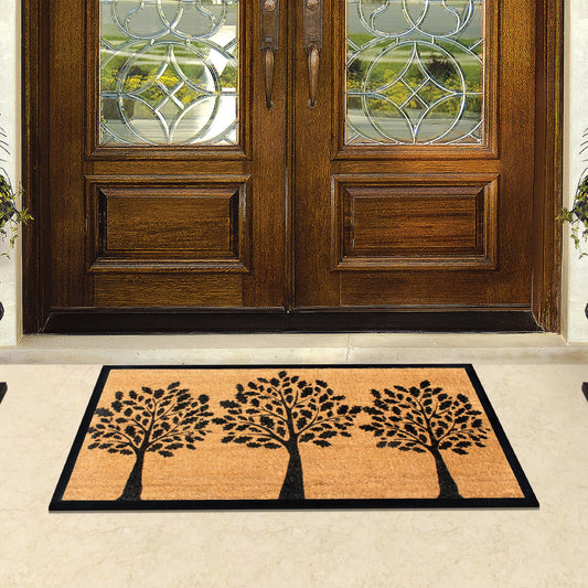 natural coconut coir entry mat with decorative pattern