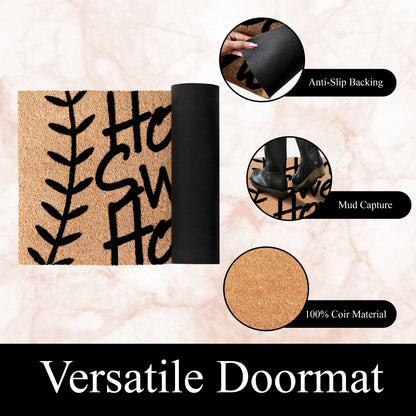 A1HC Natural Coir Flocked Door mat with Heavy Duty Non-Slip PVC Backing, Low-Profile Durable Doormat