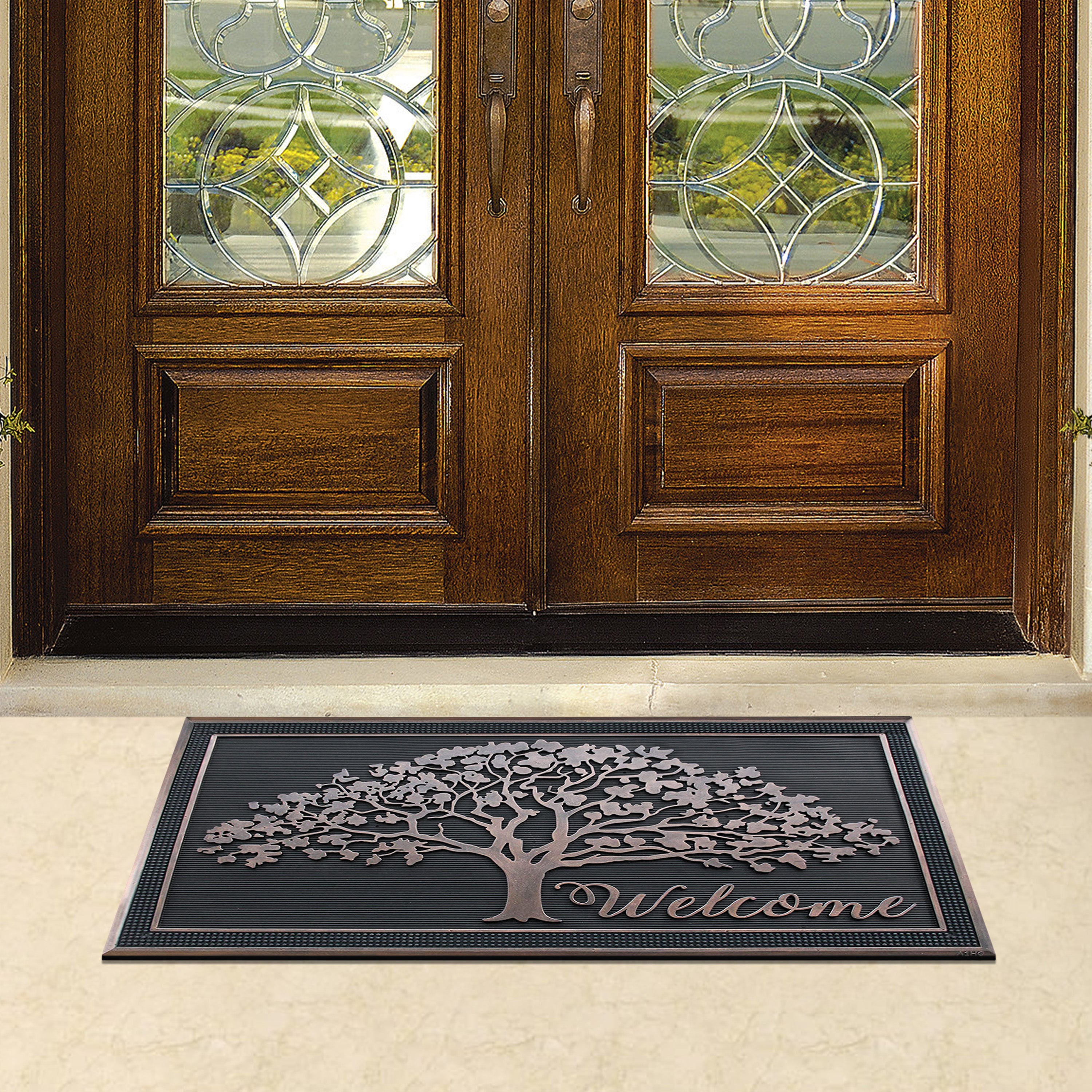 weather resistant rubber front door mat