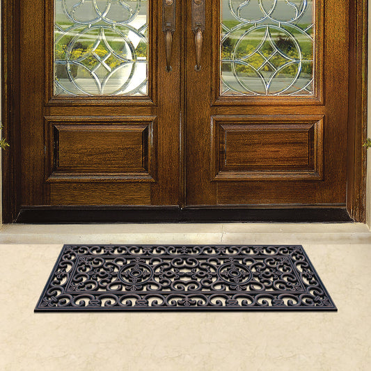 durable scroll pattern rubber mat for patio entryway