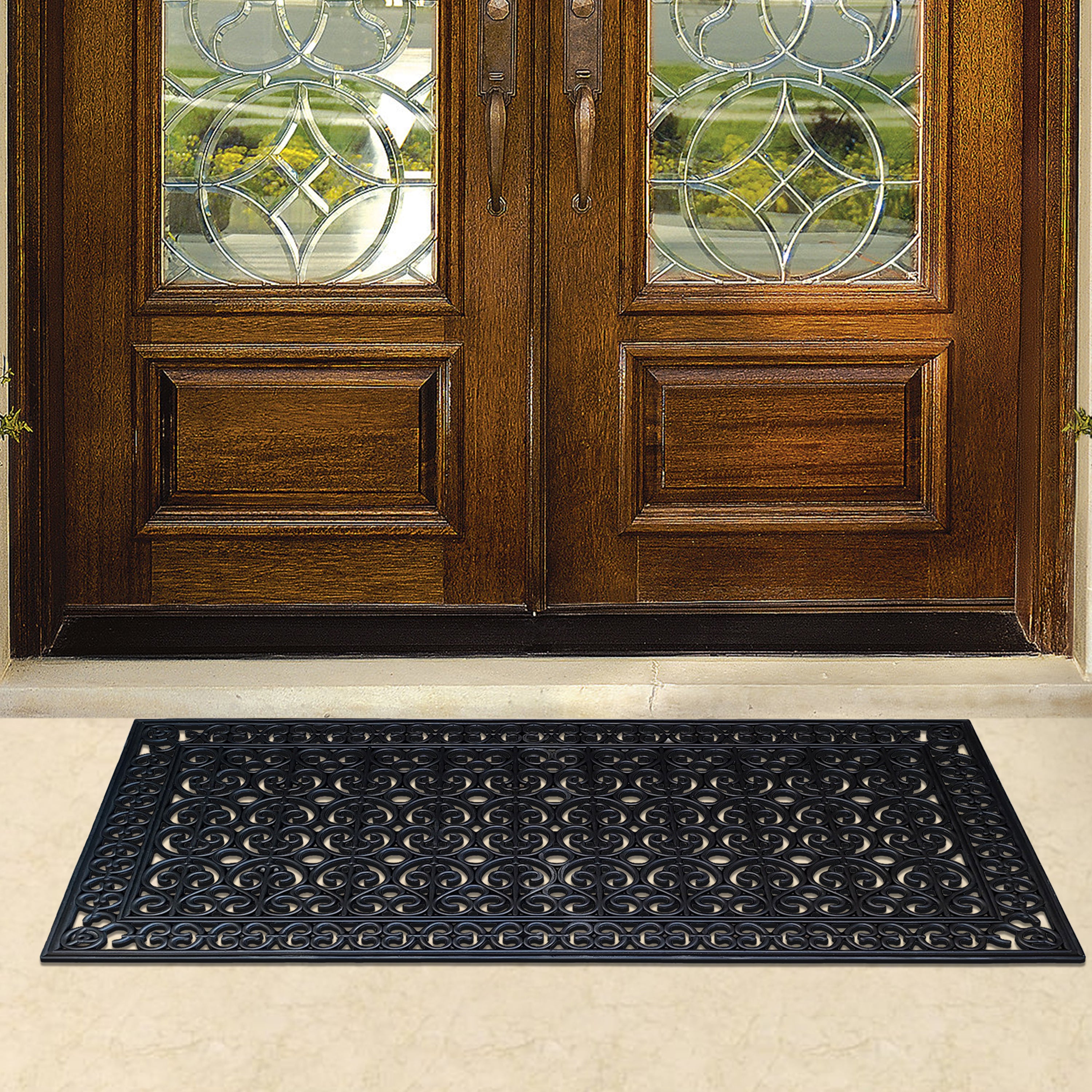 weather resistant rubber entryway mat for patio door
