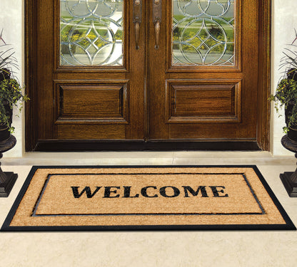 A1HC Extra Large Welcome Doormat 30"X60", Rubber & Coir, Heavy Duty, Thin Profile Front Door Mat