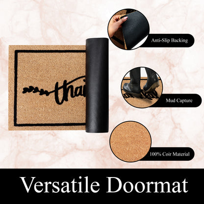 A1HC Natural Coir Flocked Door mat with Heavy Duty Non-Slip PVC Backing, Low-Profile Durable Doormat