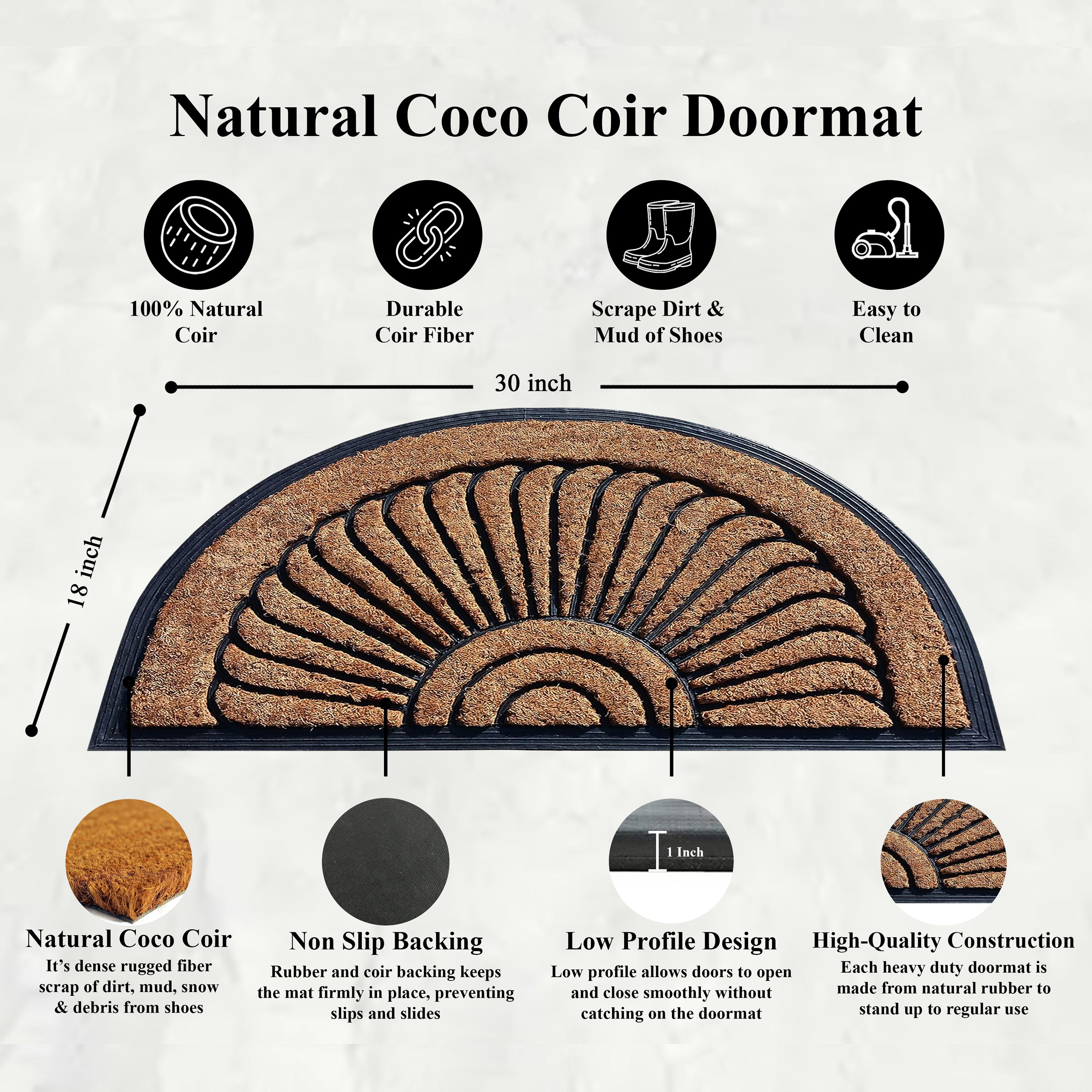 front door half round coir mat outdoor use