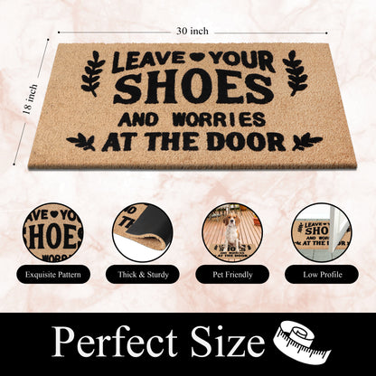 A1HC Natural Coir Flocked Door mat with Heavy Duty Non-Slip PVC Backing, Low-Profile Durable Doormat