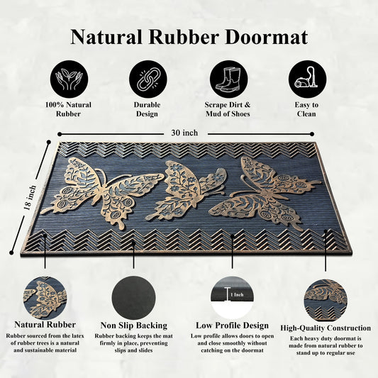 Non-slip outdoor rubber door mat for patio and porch entrances
