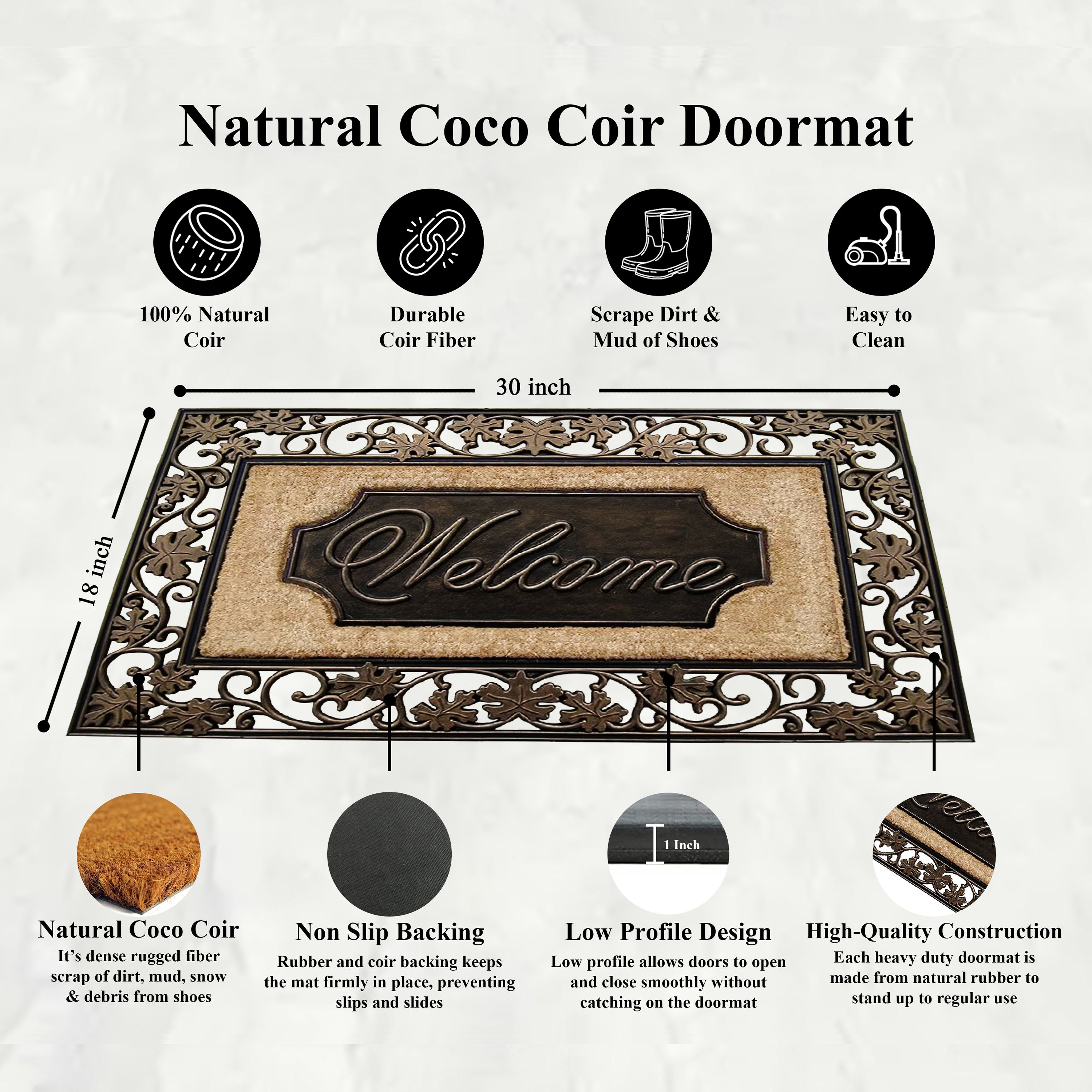 front door welcome mat coir outdoor plaque style