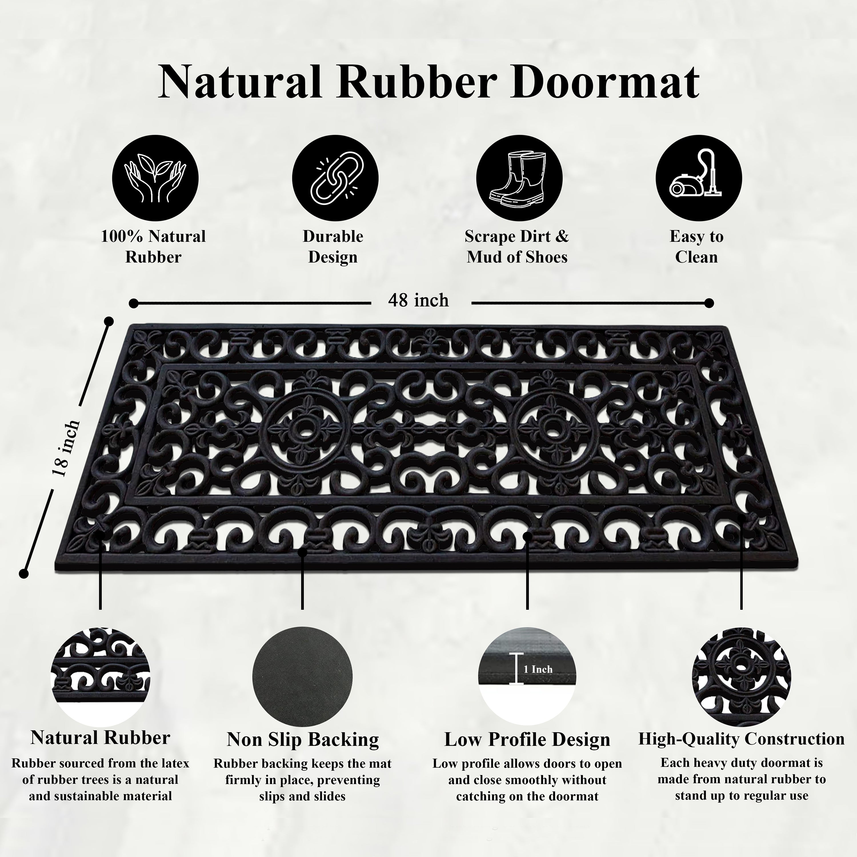 durable outdoor rubber doormat for patio or entryway
