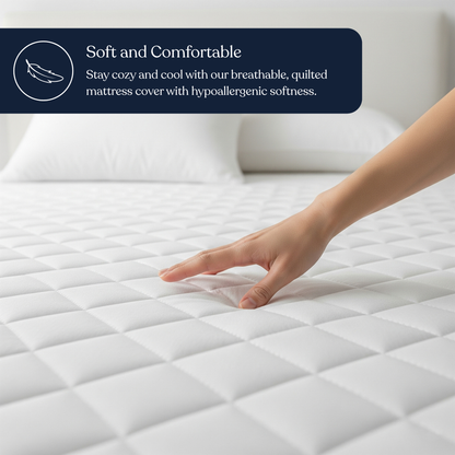 Delara 100% Organic Cotton Quilted Mattress Protector, GOTS Certified, 400 TC, Plush 0.25" Padding, Deep Pocket up to 18", Machine Washable