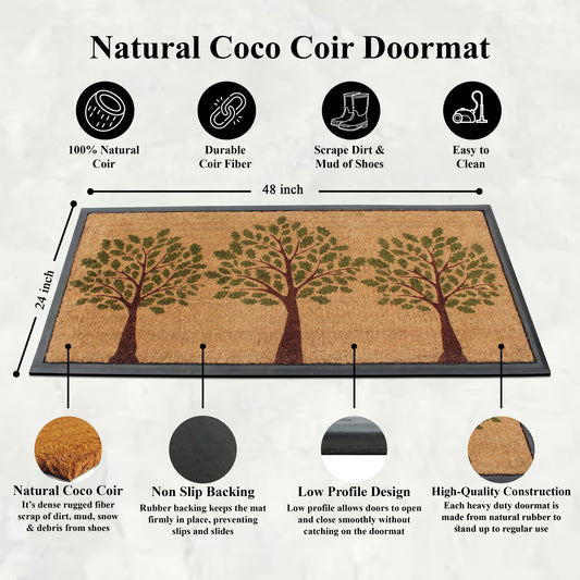 Durable outdoor door mat with natural coconut coir surface