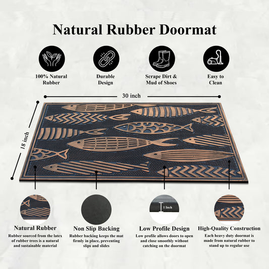non slip outdoor entry mat rubber fish pattern
