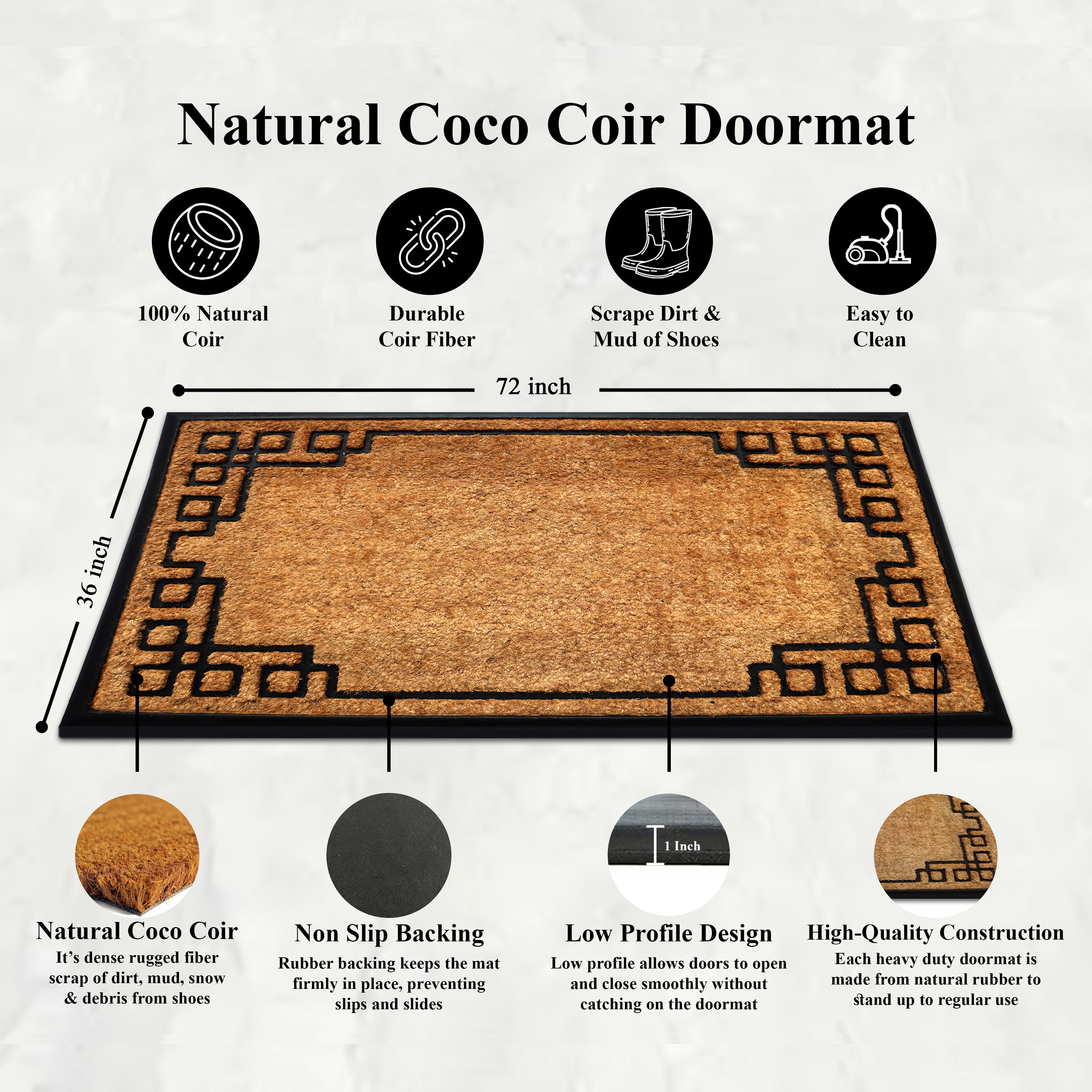 front door coir mat outdoor entryway geometric style