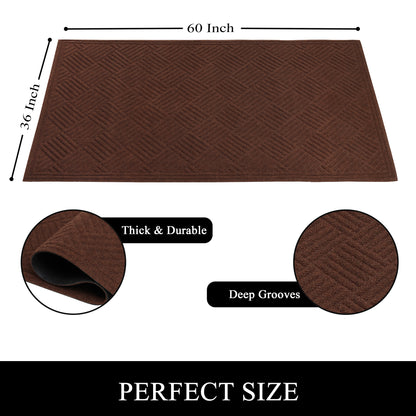 A1HC Durable Multi Purpose Polypropylene Rubber Door Mat, 36"X60" Indoor Outdoor All Weather Doormat