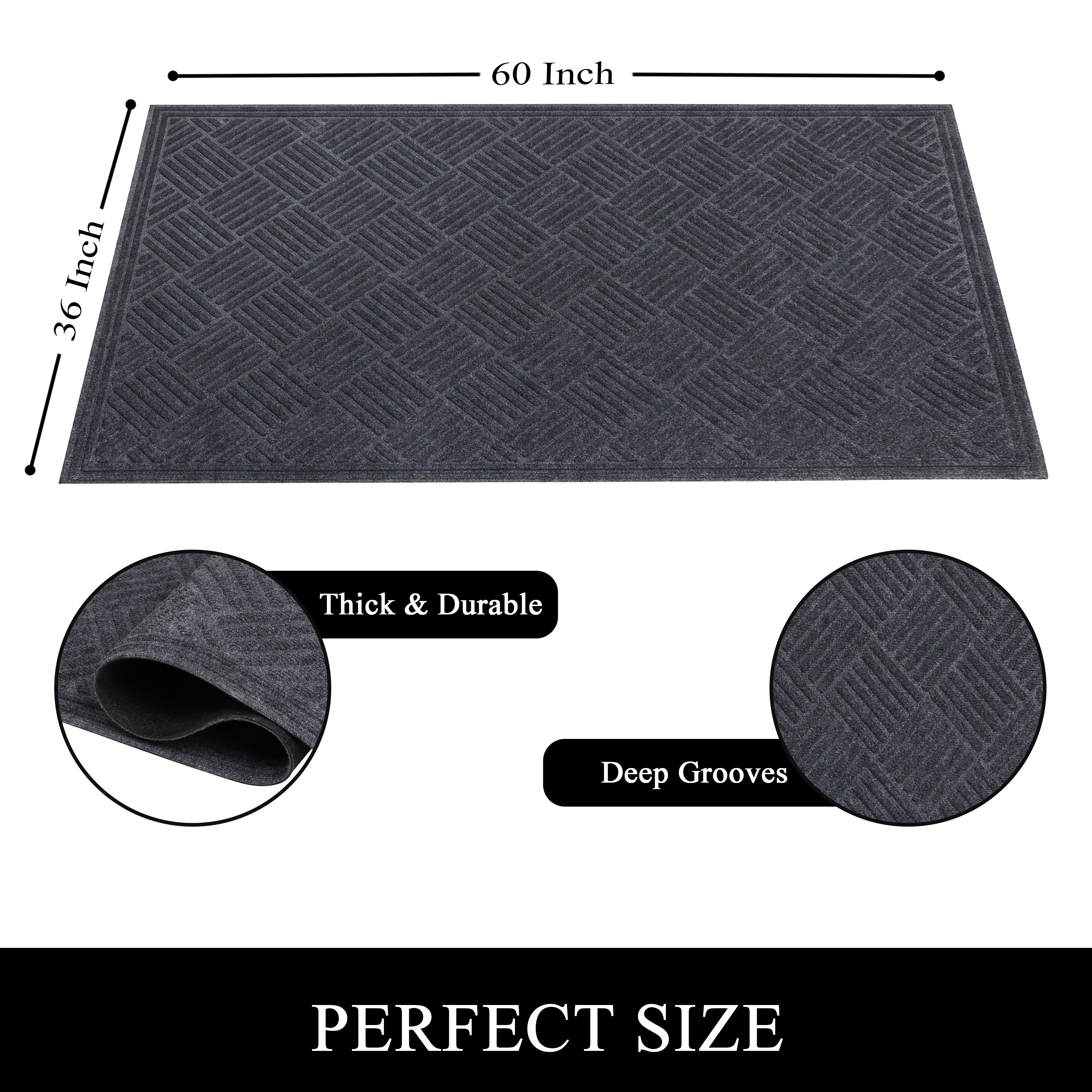 A1HC Indoor Outdoor Door Mat 36" x 60" – Waterproof Non-Slip Polypropylene Entryway Mat for Front Door & Patio
