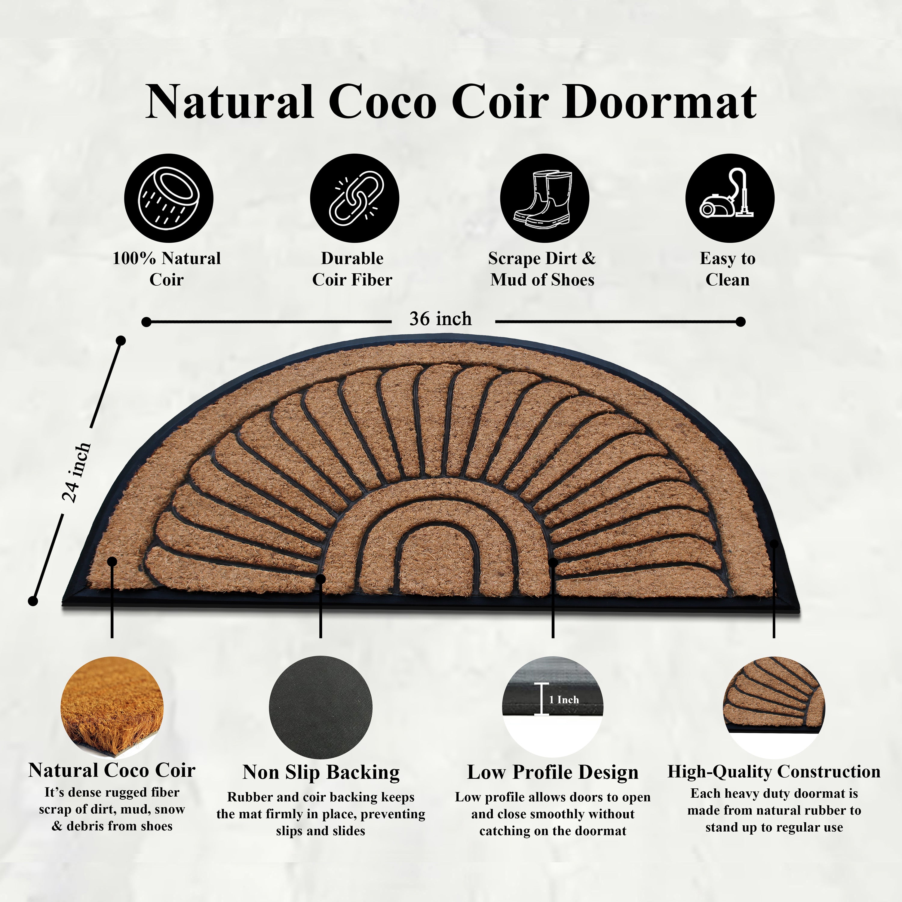 front door half round coir mat outdoor use