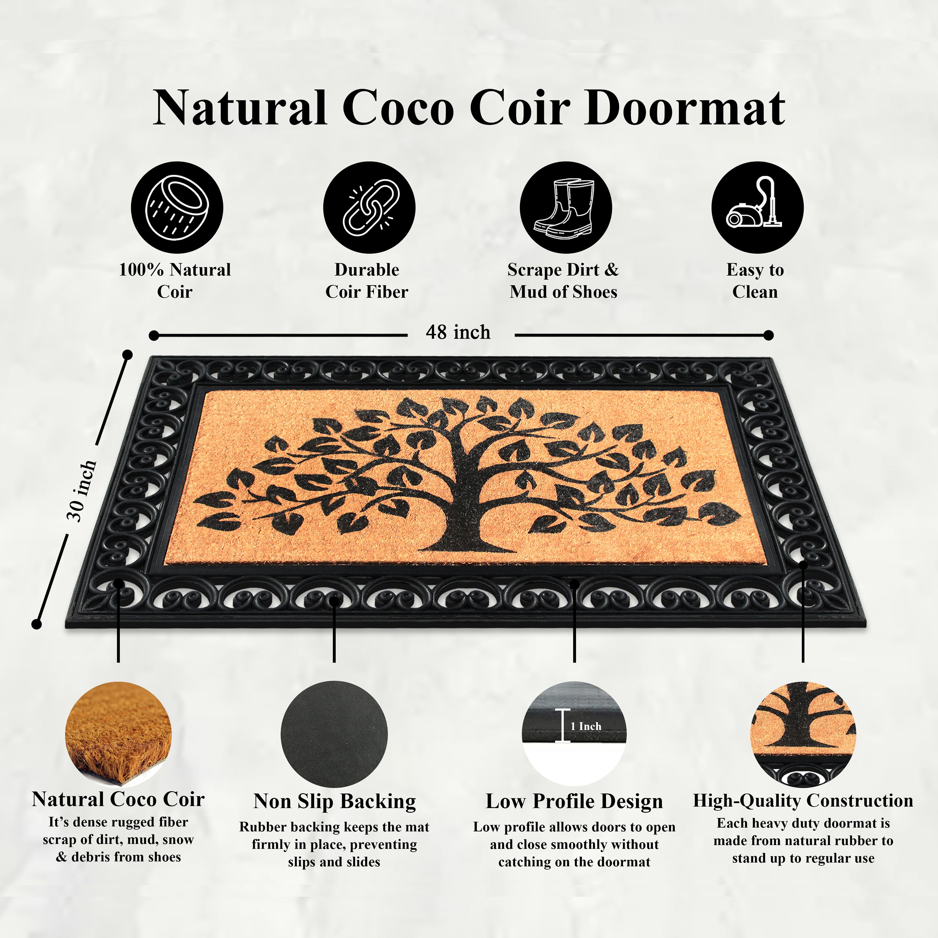 front door mat outdoor coir entry mat tree design
