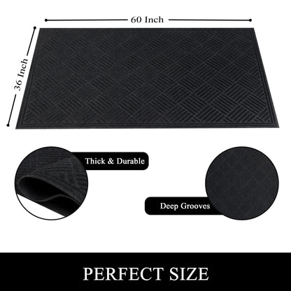 A1HC Durable Multi Purpose Polypropylene Rubber Door Mat, 36"X60" Indoor Outdoor All Weather Doormat