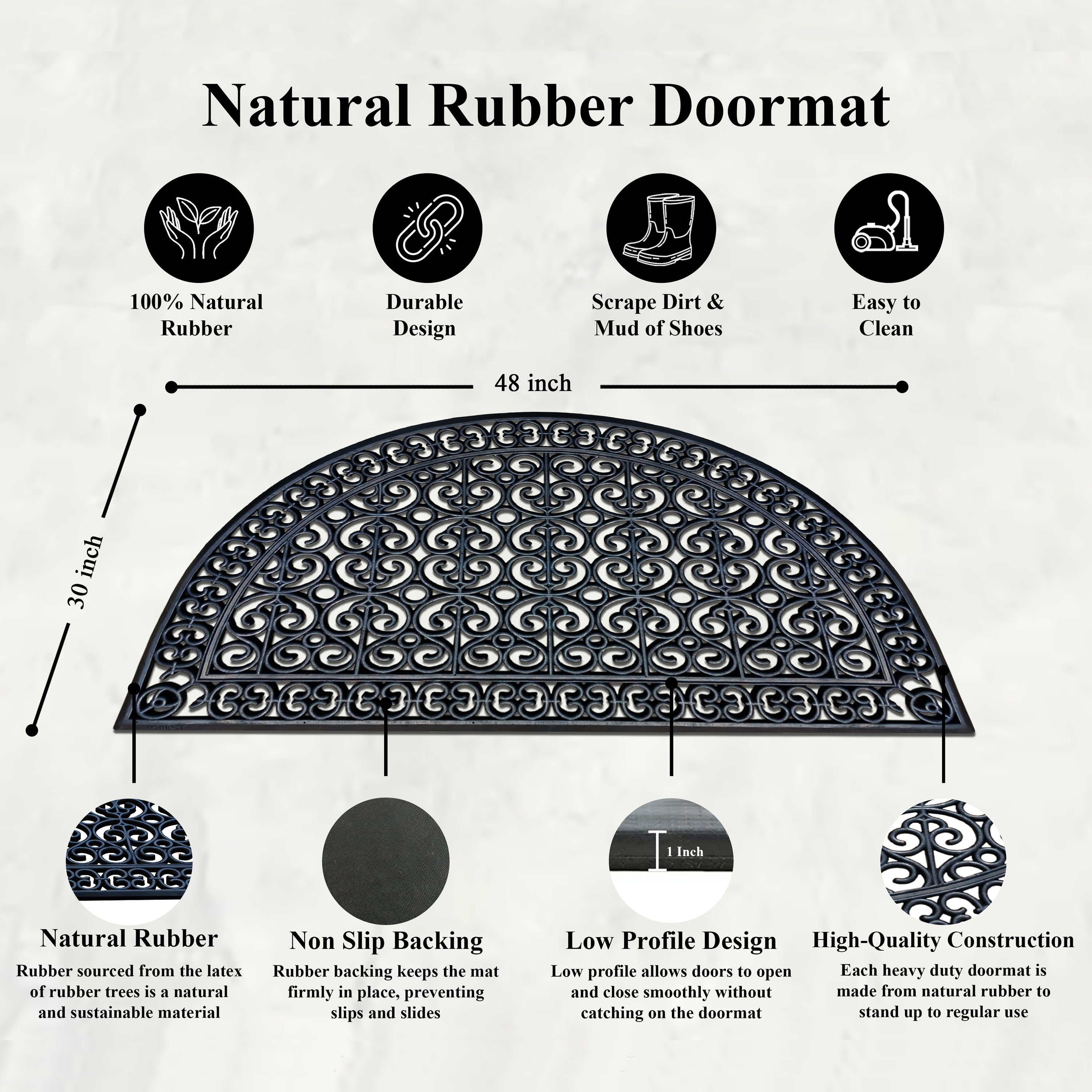 non slip rubber half round entryway mat