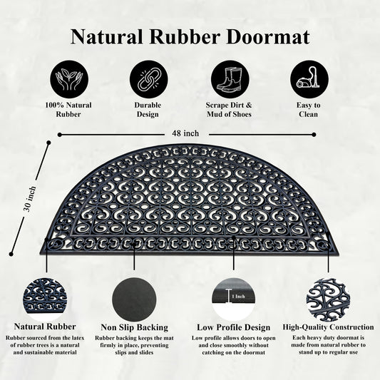 non slip rubber half round entryway mat