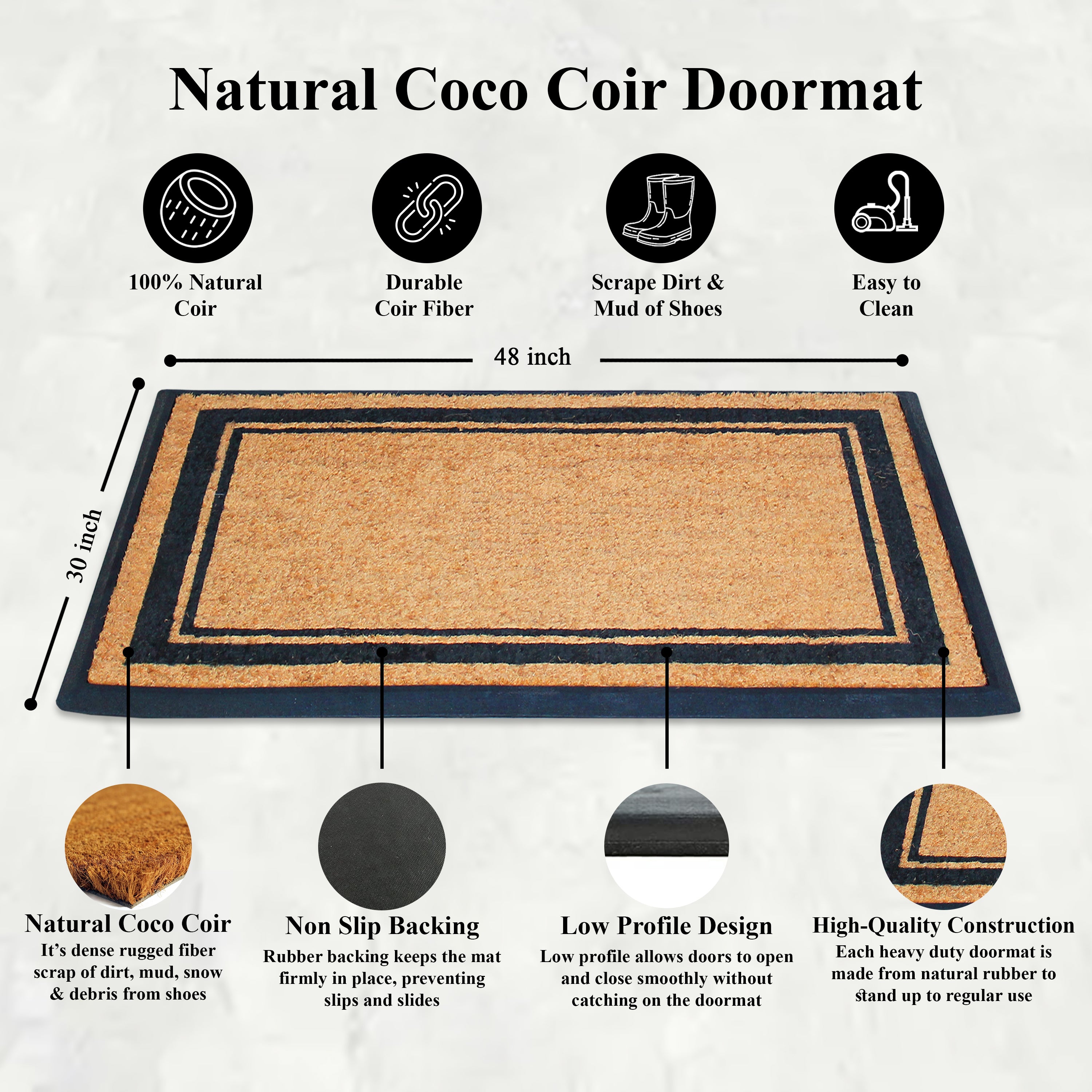 weather resistant coir doormat with rubber backing