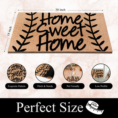 A1HC Natural Coir Flocked Door mat with Heavy Duty Non-Slip PVC Backing, Low-Profile Durable Doormat