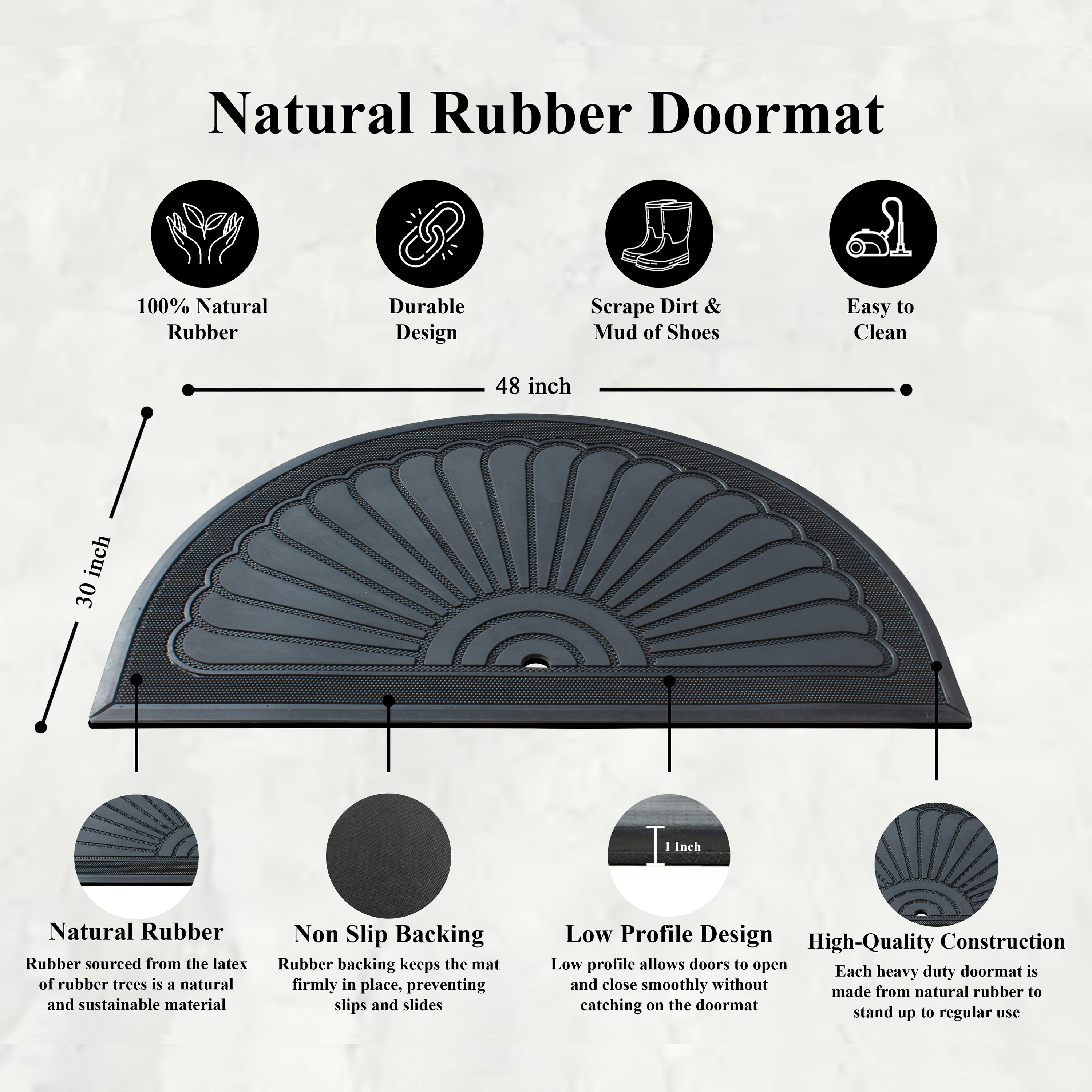 decorative half round rubber mat for patio entrance