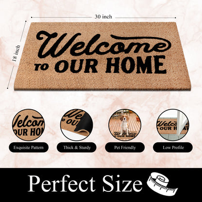 A1HC Natural Coir Flocked Door mat with Heavy Duty Non-Slip PVC Backing, Low-Profile Durable Doormat