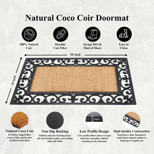front door coir mat scroll border outdoor