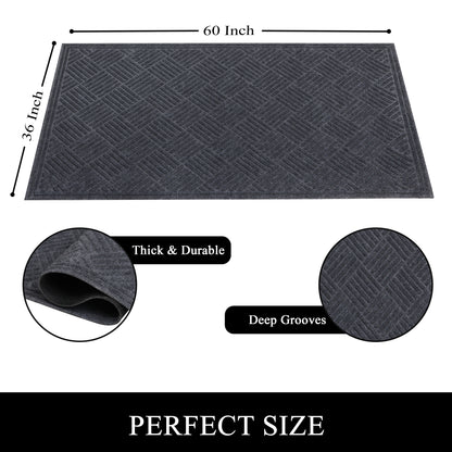 A1HC Durable Multi Purpose Polypropylene Rubber Door Mat, 36"X60" Indoor Outdoor All Weather Doormat