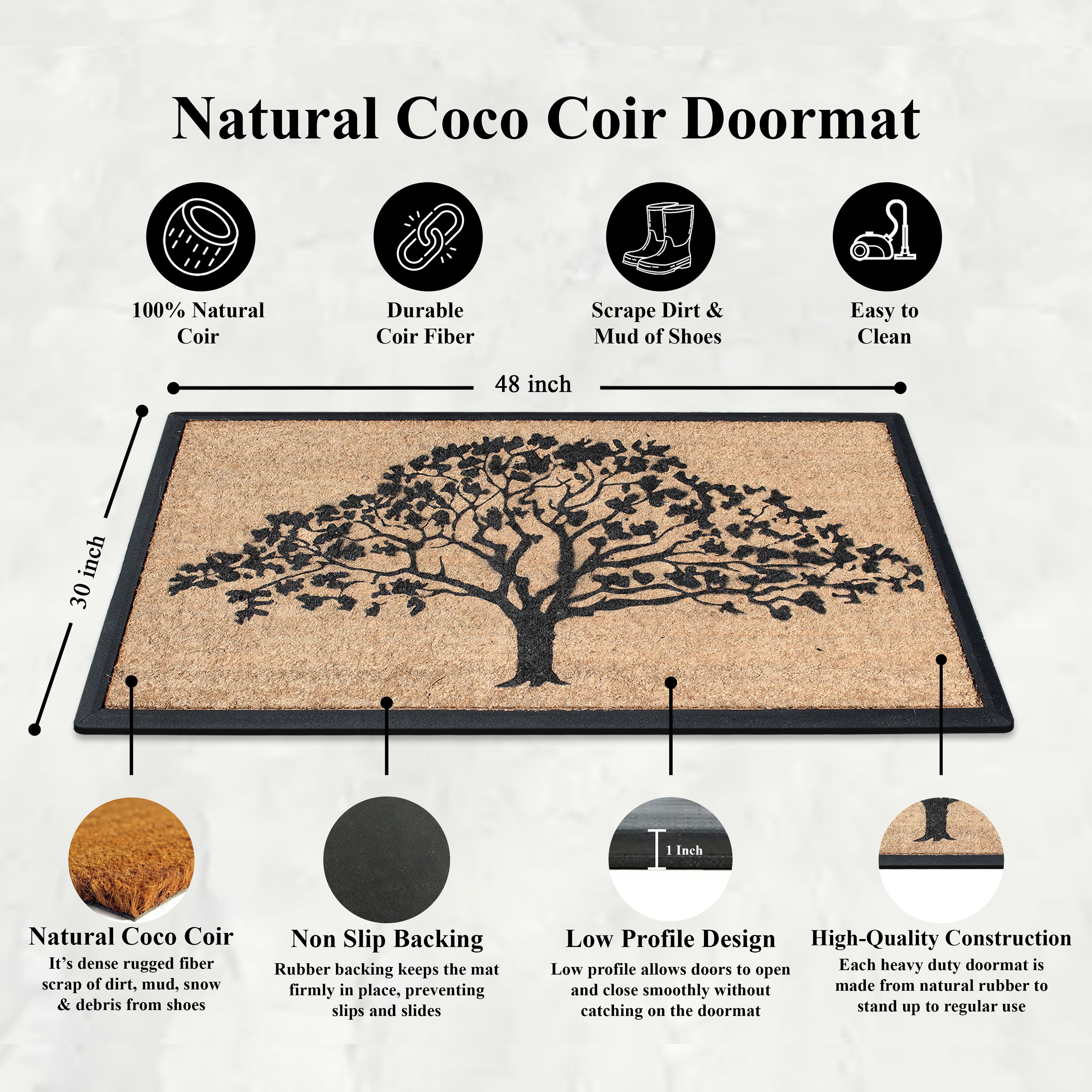 front door coir mat outdoor tree pattern