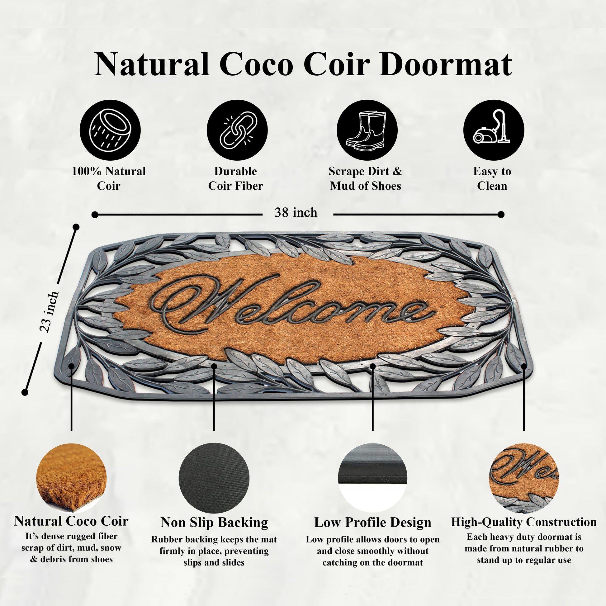 natural coconut coir welcome doormat for patio entrance