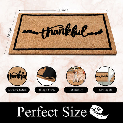 A1HC Natural Coir Flocked Door mat with Heavy Duty Non-Slip PVC Backing, Low-Profile Durable Doormat