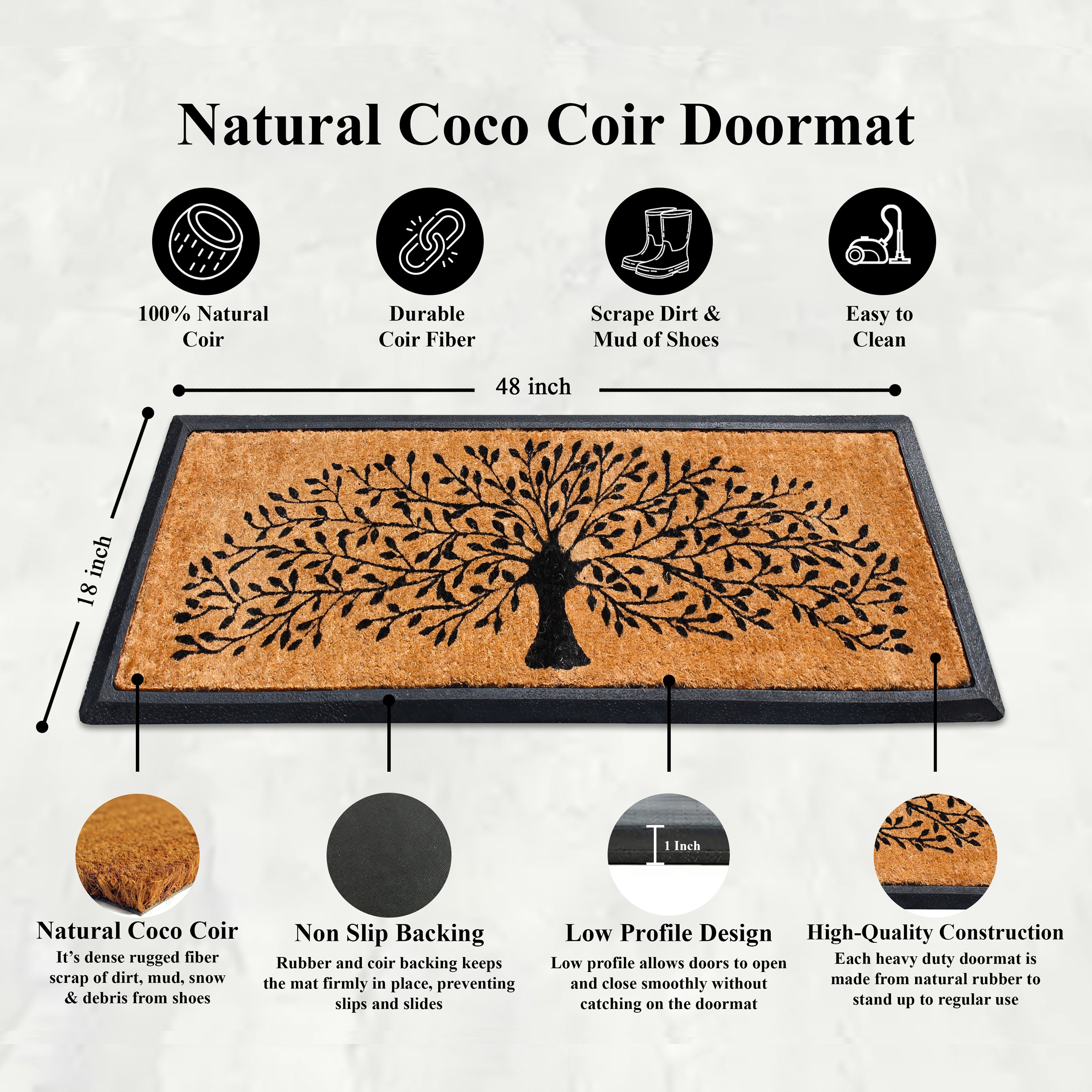 front door coir mat outdoor tree pattern