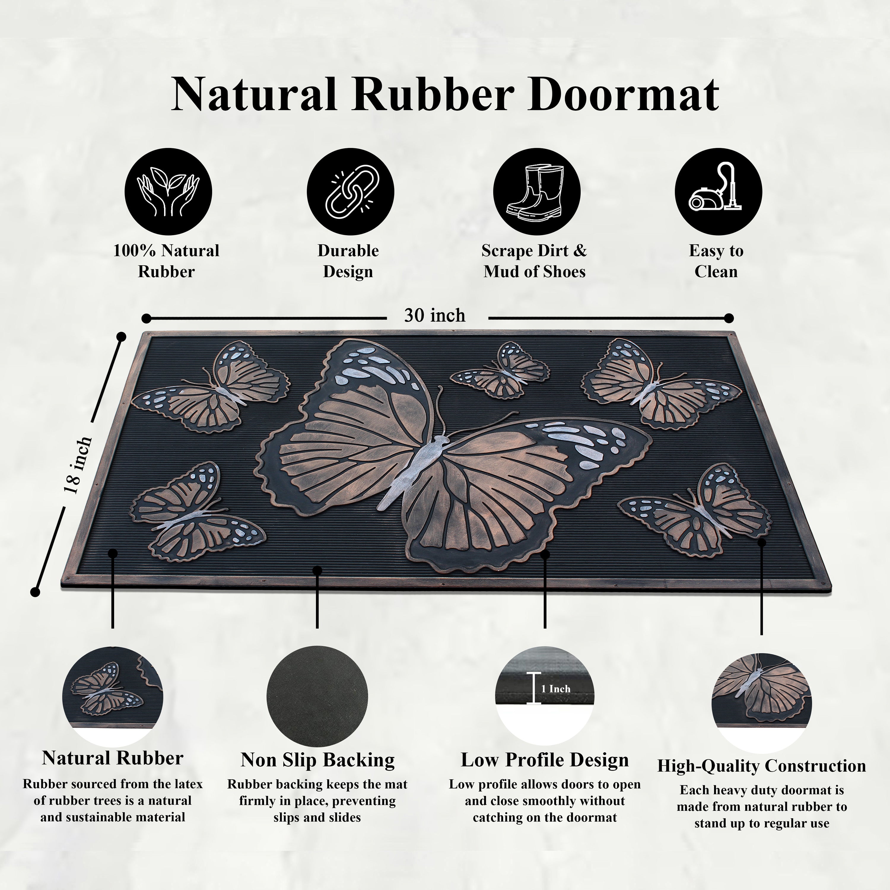 outdoor rubber mat with textured dirt trapping surface