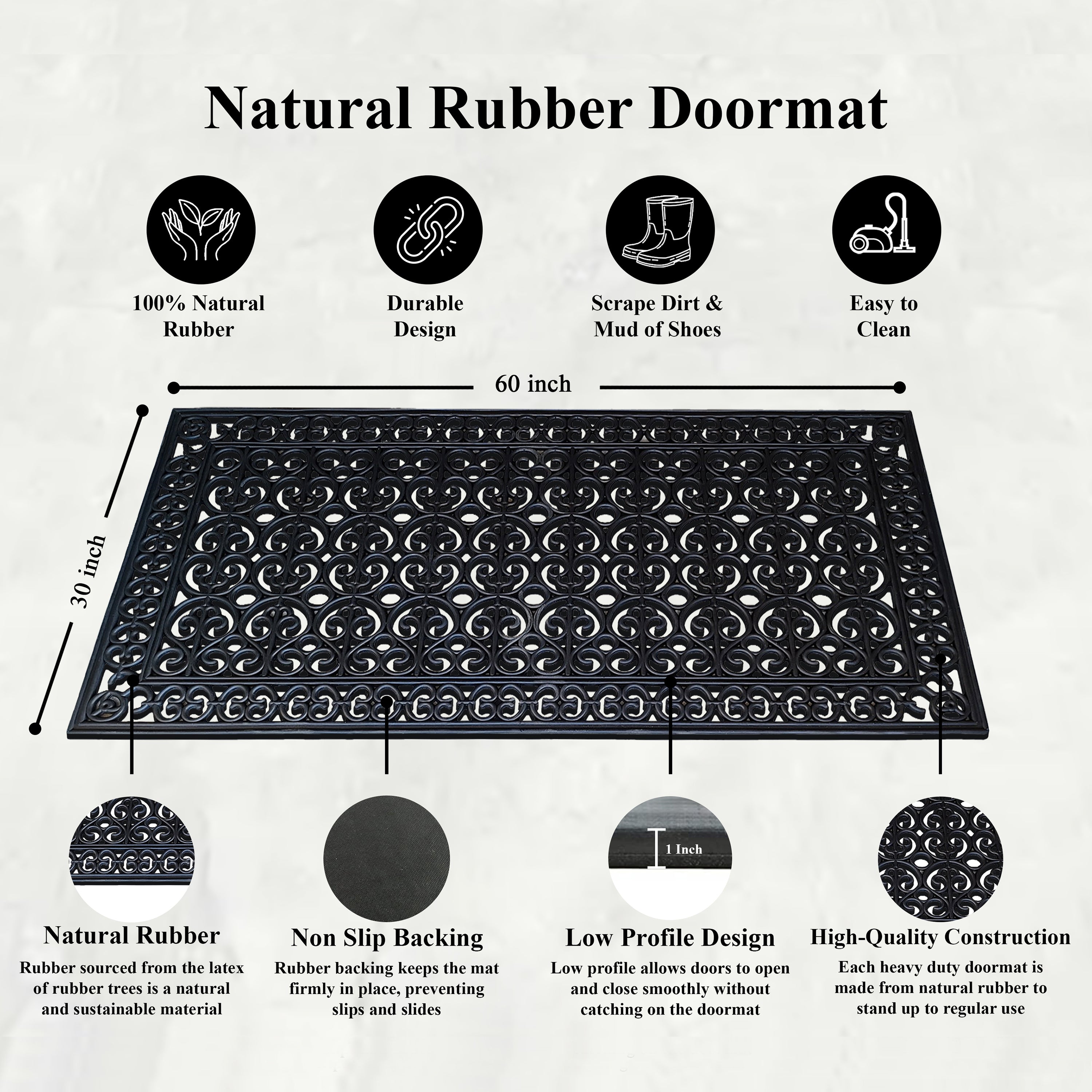 durable outdoor rubber door mat for home entrance