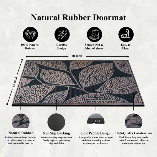 rubber doormat with dirt trapping leaf pattern
