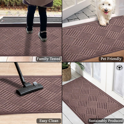 A1HC Durable Multi Purpose Polypropylene Rubber Doormat for Indoor Outdoor Front Door Mat, Checkered