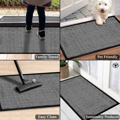 A1HC Indoor Outdoor Doormat Non-Slip Rubber Mat for Entrance, Patio, Garage and Office - Criss Cross