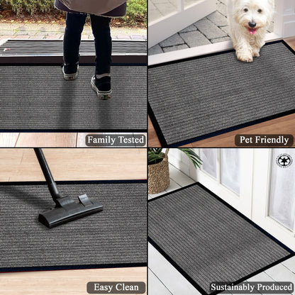 A1HC Indoor Outdoor Doormat, Non-Slip Rubber Mat for Entrance, Patio, Garage and Office - Stripe