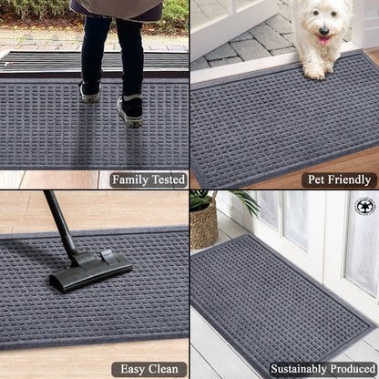 A1HC Durable Multi Purpose Polypropylene Rubber Doormat for Indoor Outdoor Front Door Mat, Waffle