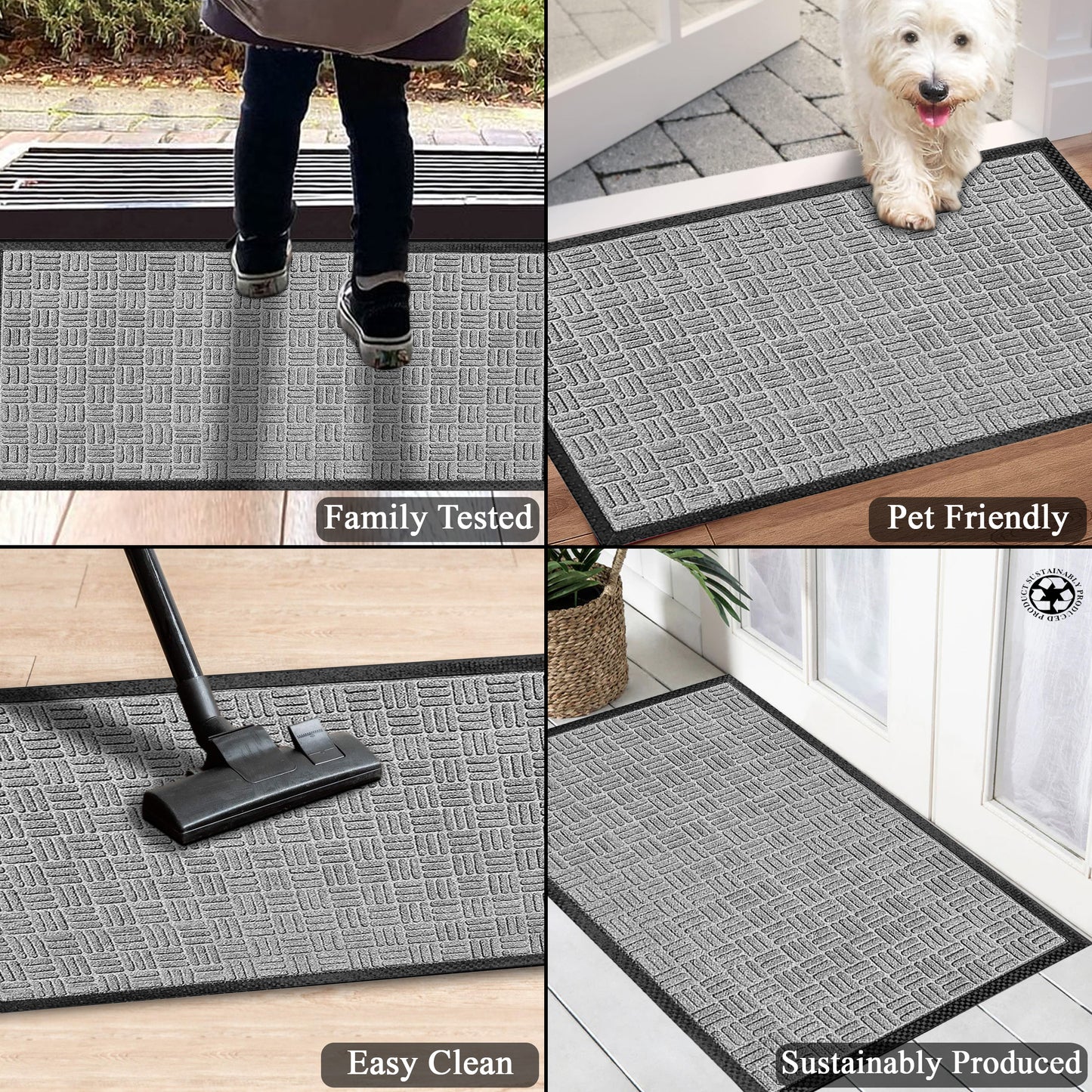 A1HC Indoor Outdoor Doormat Non-Slip Rubber Mat for Entrance, Patio, Garage and Office - Criss Cross