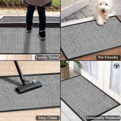 A1HC Indoor Outdoor Doormat Non-Slip Rubber Mat for Entrance, Patio, Garage and Office - Criss Cross