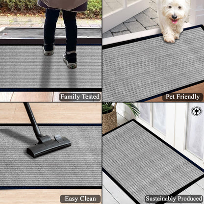 A1HC Indoor Outdoor Doormat, Non-Slip Rubber Mat for Entrance, Patio, Garage and Office - Stripe
